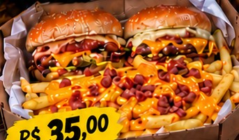 Combo com 2 hambúrgueres, cheddar e fritas