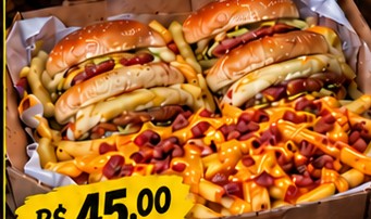 Combo com 4 hambúrgueres e fritas