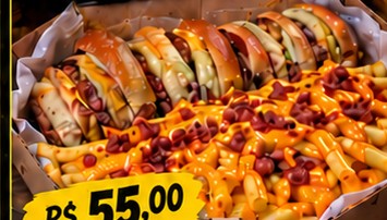 Combo com 6 hambúrgueres e fritas